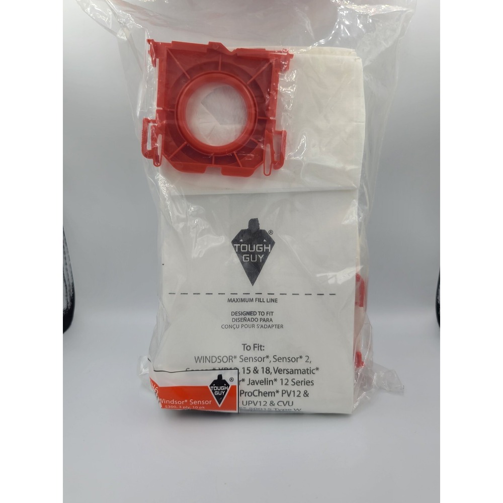 Tough Guy 3ZJH6, Commercial Hi-Filtration Vacuum Bag, 3-Ply, 10 Pack